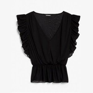 Express Ruffle V-Neck Peplum Top, small